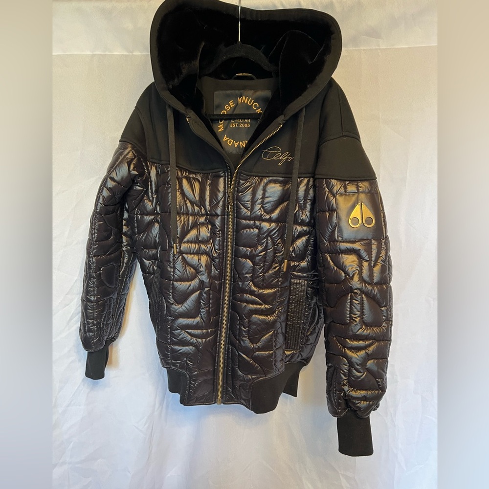 Moose Knuckles Black Bomber Jacket